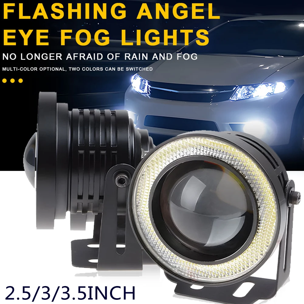 

2.5" 3.0" 3.5" Automobile Projector Led Fog Lights White 6000K Halogen Angel Eye DRL Daytime Running Fog Lamp for toyota corolla