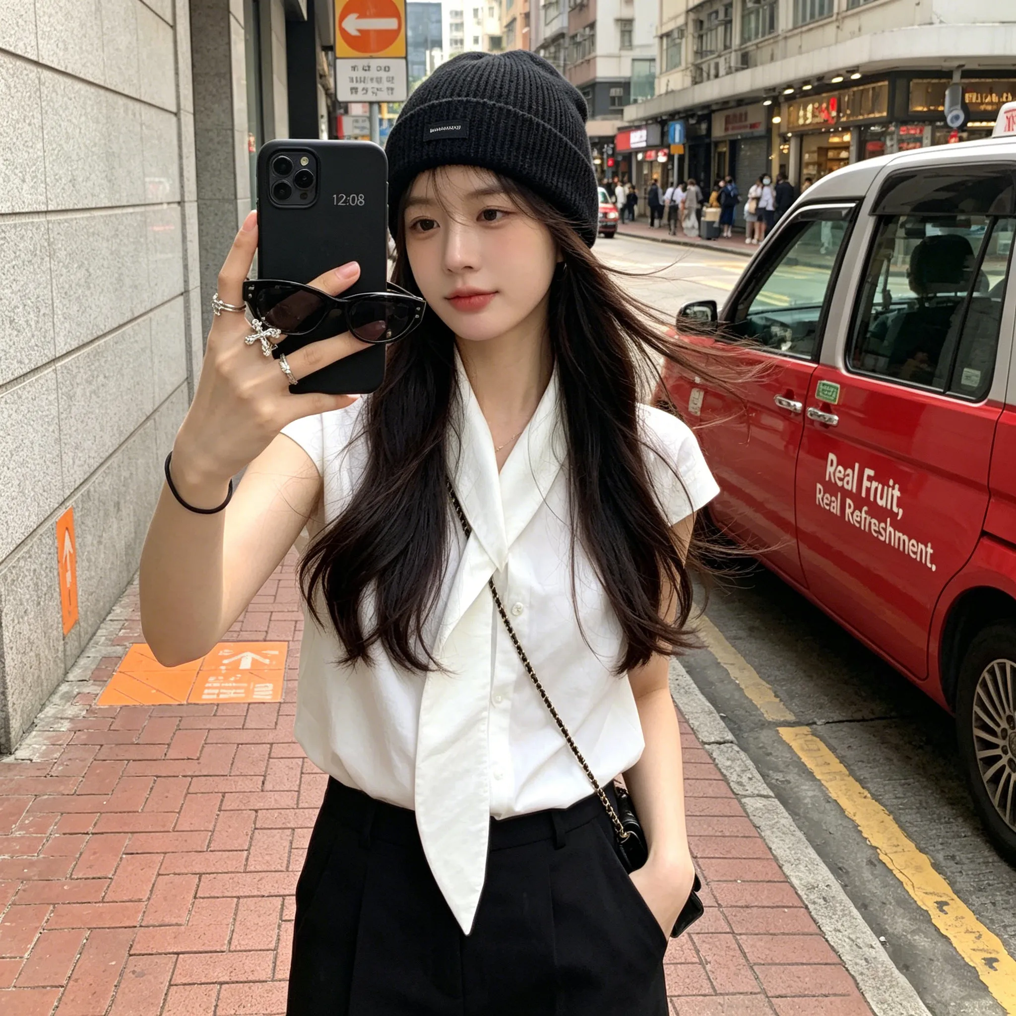 

White Sash Short Sleeve Loose Women's Shirt Summer Fashionable Korean Style Casual Loose Fit Daily Wear Button up Top