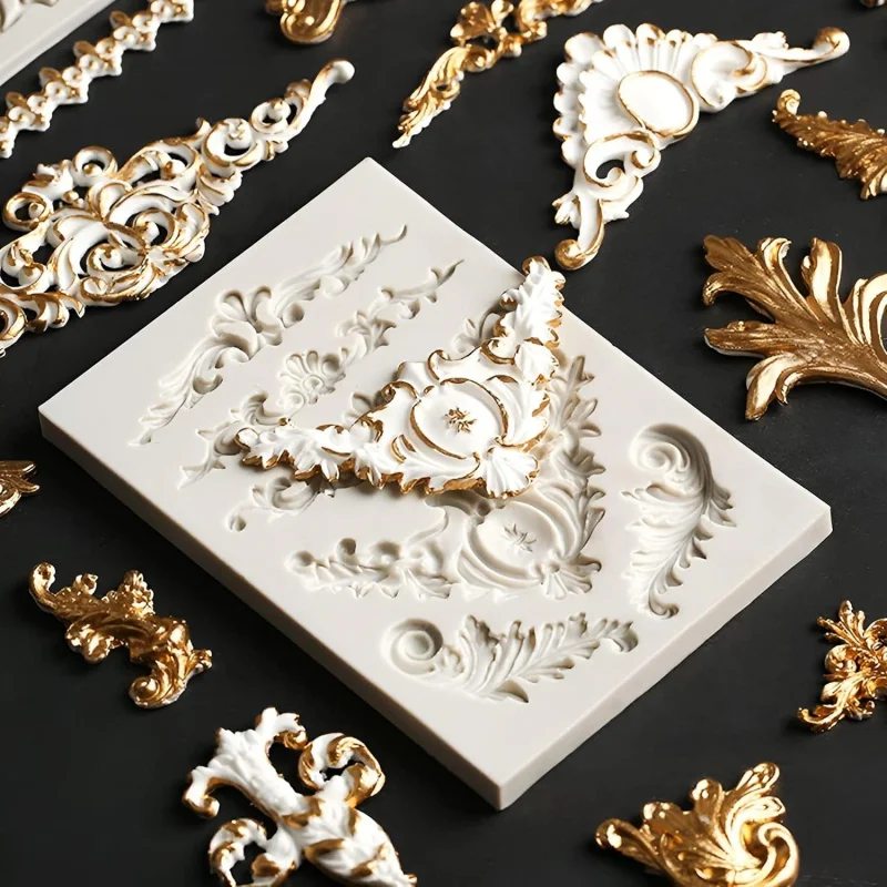 3 Bag Baroque-style silicone mold Roller-type silicone Baroque mold Silicone cake mold Icing mold Edge frosting mold Wedding/Bir - view 3