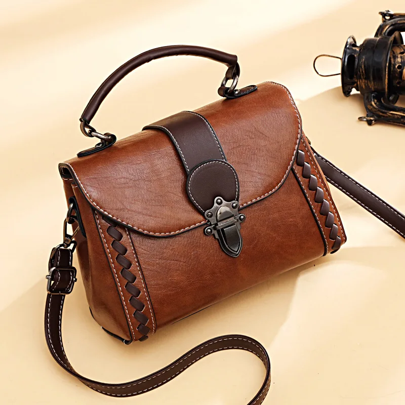 

Vintage Leather Women's Shoulder Bag Luxury Female Purses and Handbags Fashion Ladies Crossbody Bags Elegant Messenger Bag