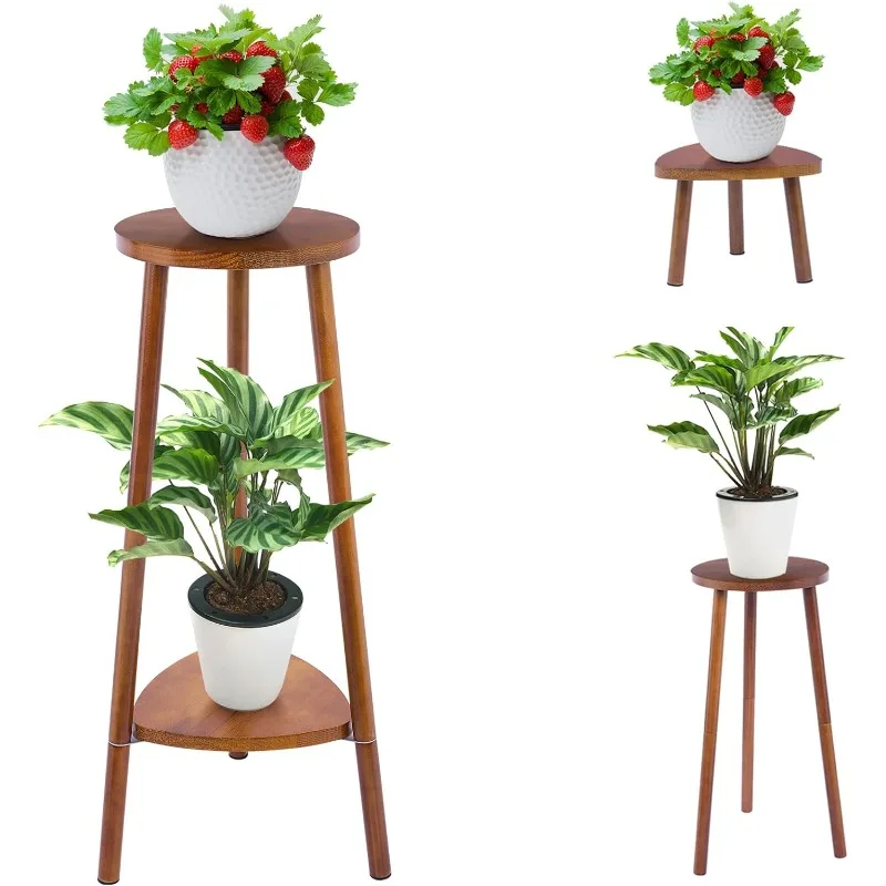 

Plant Stand Indoor Tall,2 Tier Convertible Wooden Flower Stand,Planter Stand,Multi-purpose Plant Shelf Indoor for Living Room