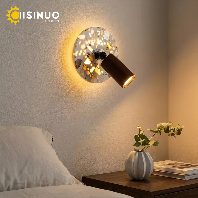 Extremely simple style bedroom wall lamp, Nordic modern translucent stone living room background decoration lamp, study bedside