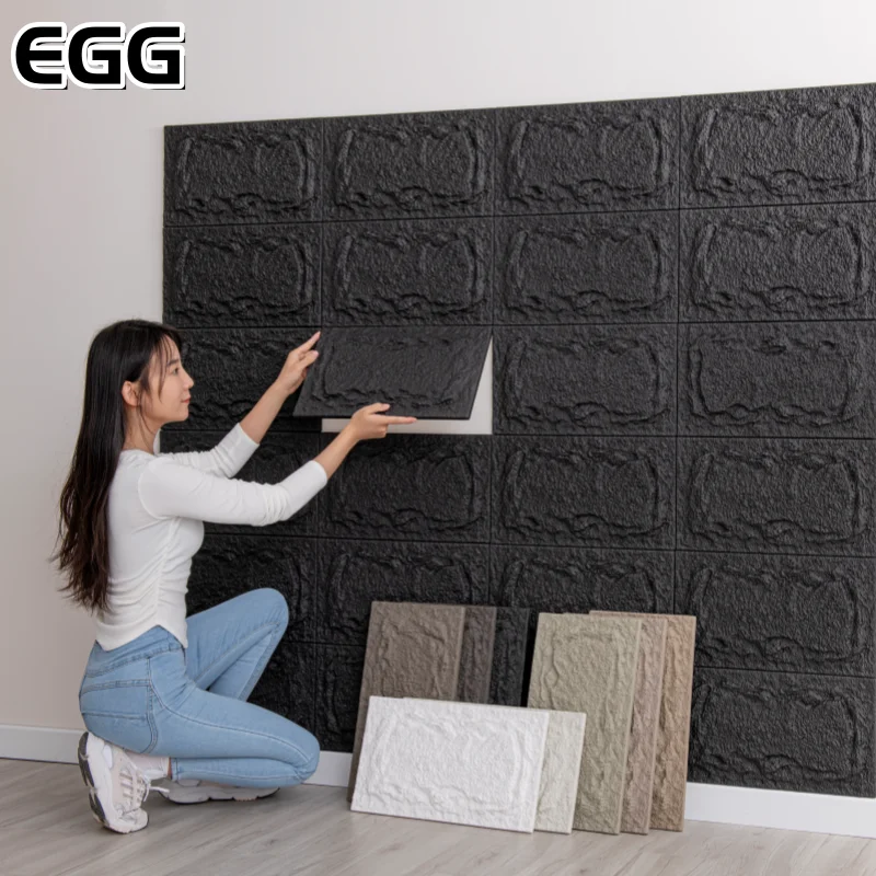 

3D Stereo Slate Texture Wall Panel Thick Imitation Rock Brick Wallpaper Non-adhesive Wall Stickers Decorate Bedroom Coffee Shop