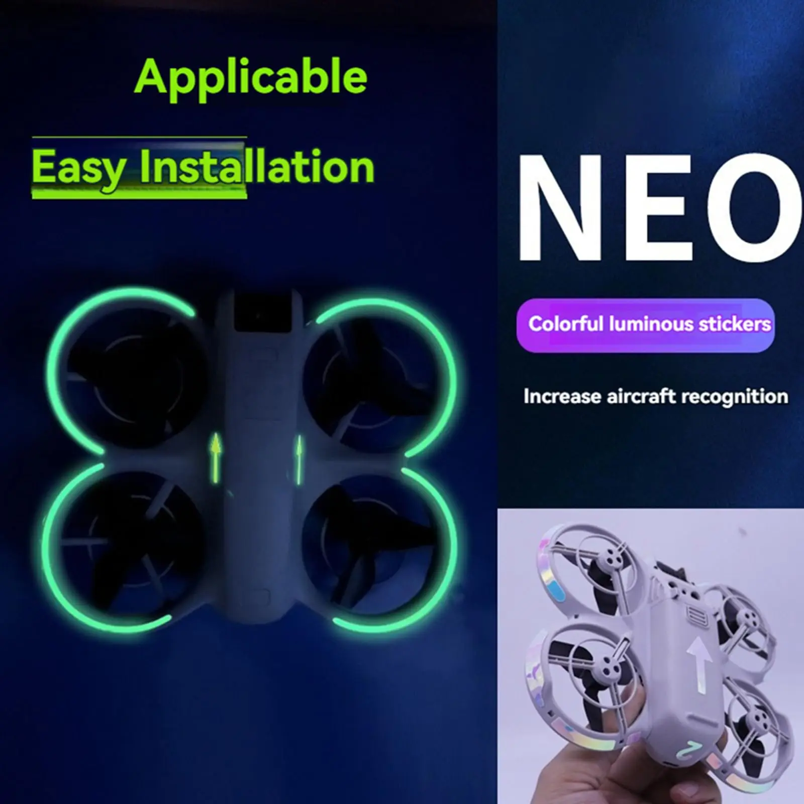 

Luminous Sticker for DJI NEO Drone PVC Self Adhesive Decoration Waterproof Night Flight Visibility Enhancement Accessories