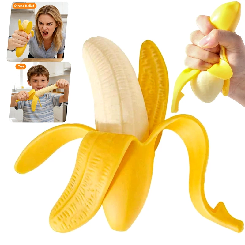 Plátano Súper Elástico, Juguete Antiestrés de Plátano para Niños y Adultos, Plátano Súper Suave para Aliviar el Estrés, Recuerdos para Fiestas