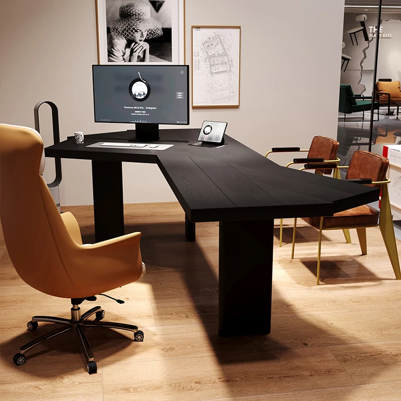 Solid wood computer desk Minimalist special-shaped long Workbench Boss table Designer Workbench