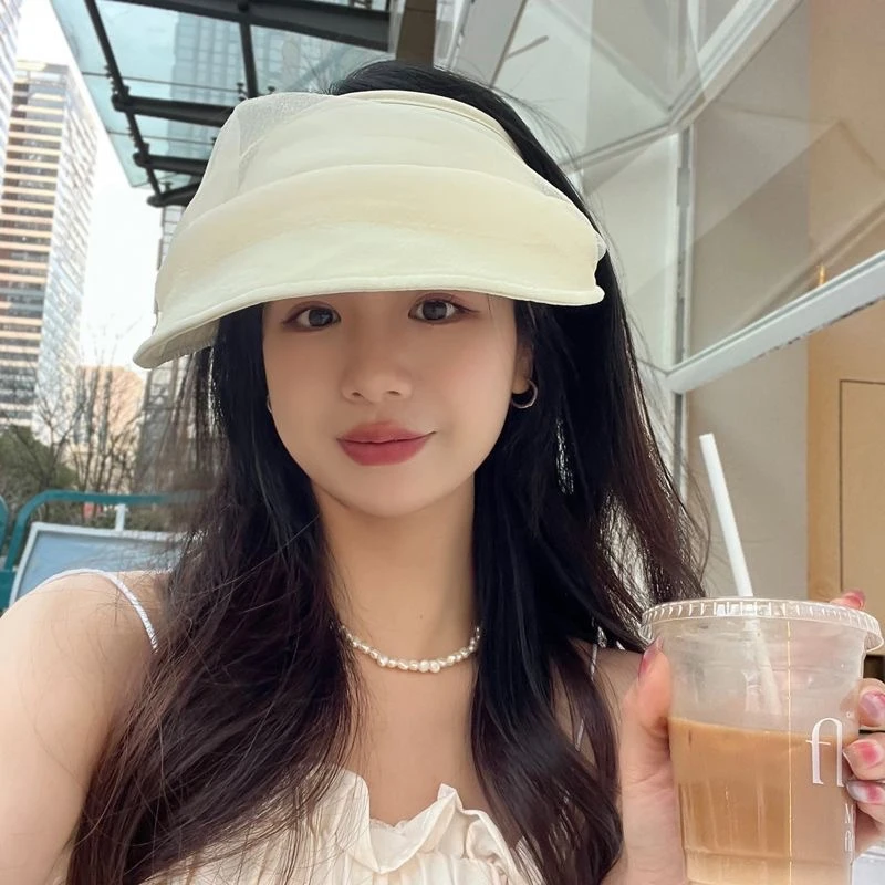 الصيف موضة فارغة قبعة الشمس للنساء الفتيات بلون الأورجانزا عادية واقية من الشمس قبعة في الهواء الطلق كبيرة حافة الشاطئ قبعة الشمس الهدايا #6