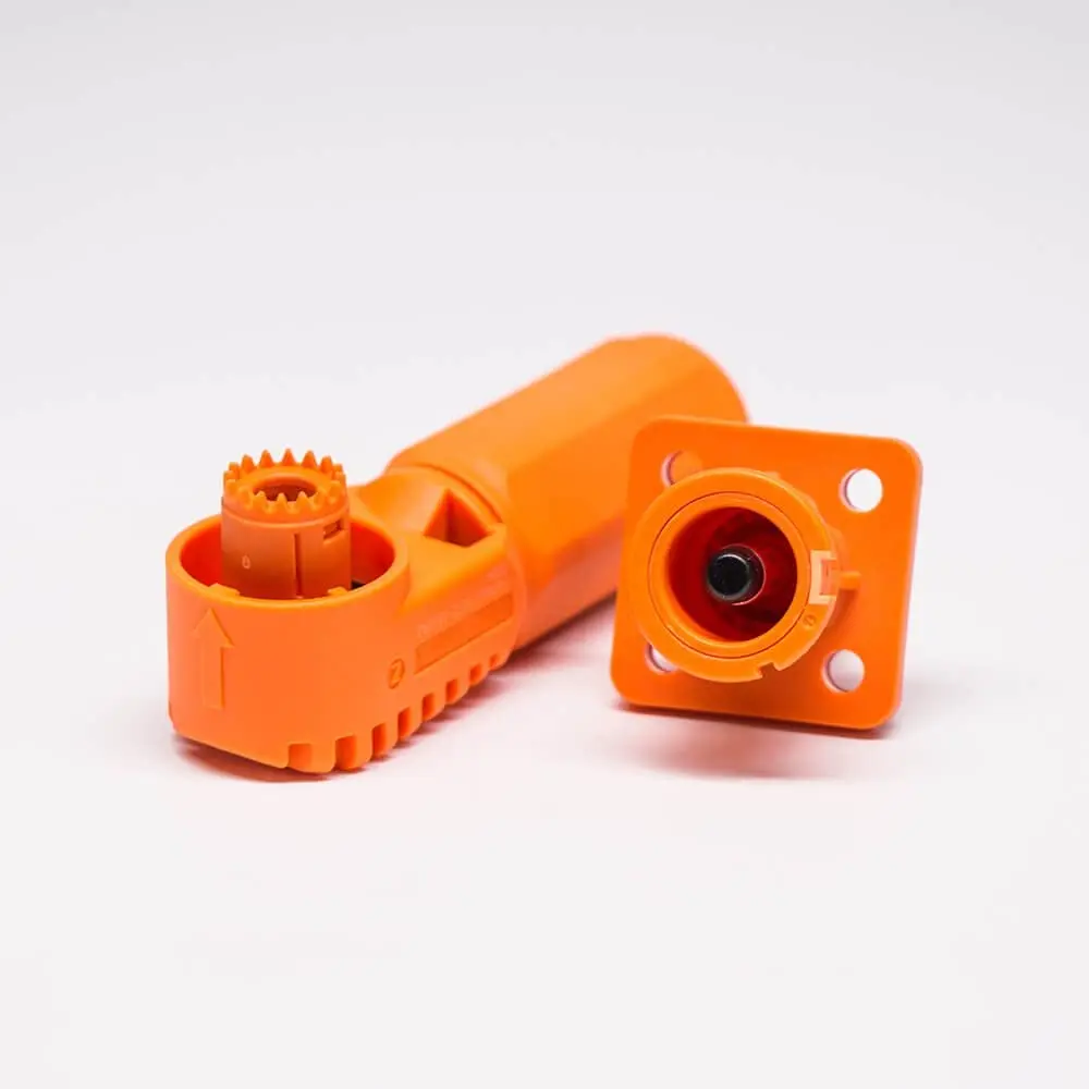 Surlok Plus 6mm Right Angle Busbar Lug Plug and Socket 100A Orange IP67 Waterproof Connector
