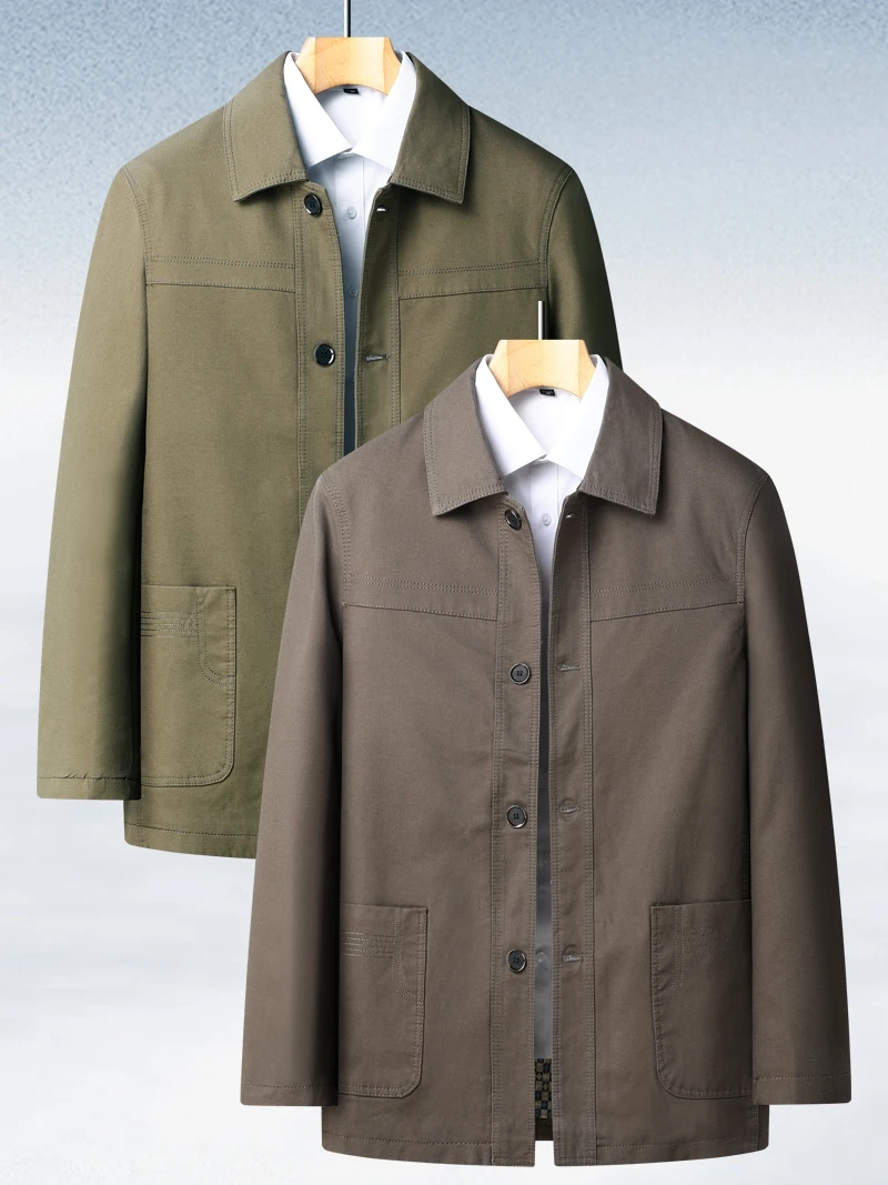 

Мужская демисезонная куртка свободного кроя с откидным воротником, верхняя одежда для мужчин, весенне-осенняя куртка для пап