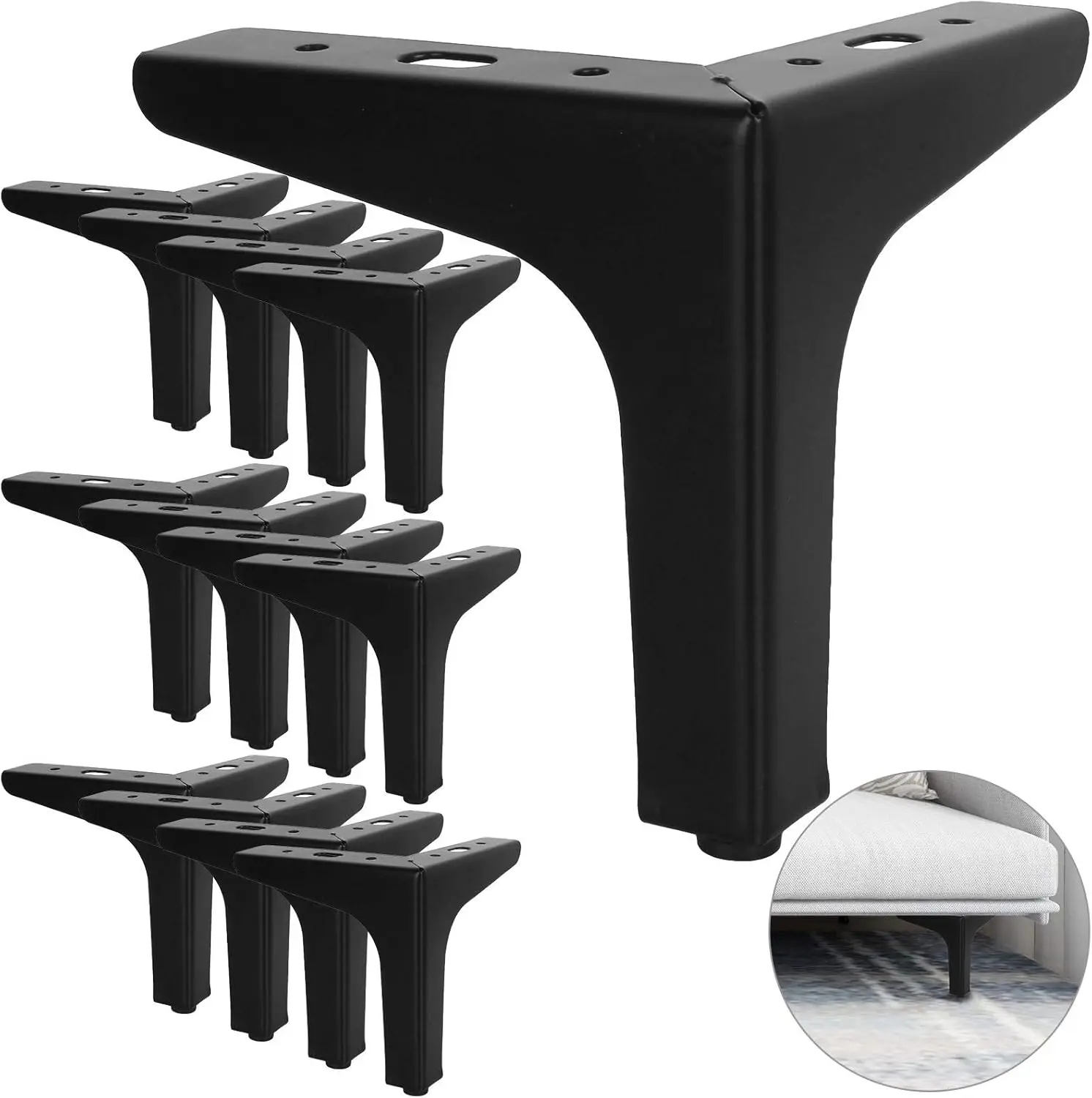 

12Pack Metal Furniture Sofa Legs, 5inch Modern Style Furniture Triangle Sofa Legs Feet, Metal Cabinet Legs Replacement Black for
