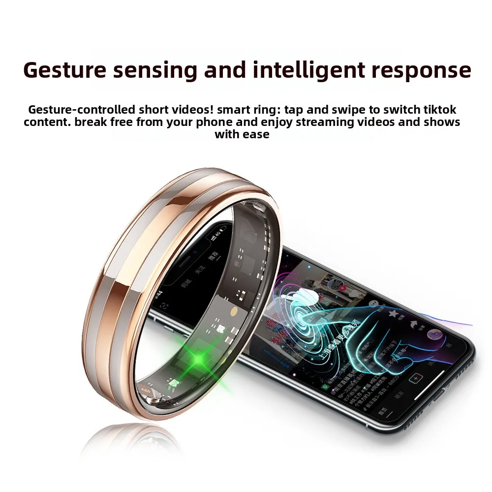 Bluetooth Smart Wearable Ring, Activity & Sleep Tracker Fashion Finger Ornament for Daily Sports Data Tool