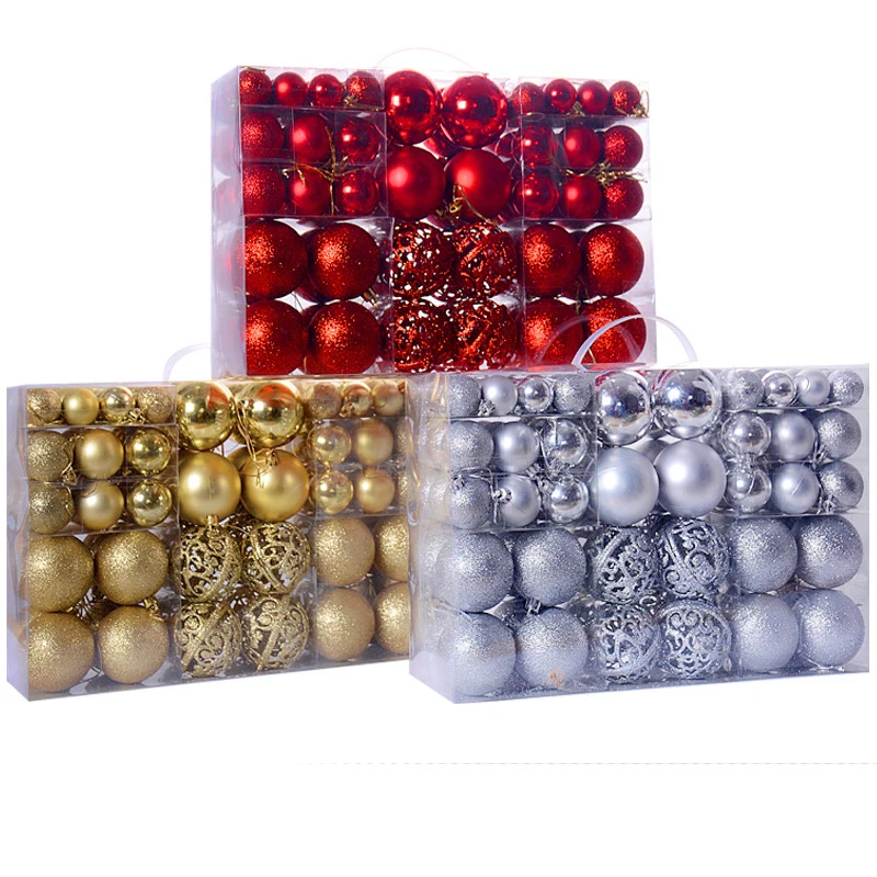 

100PCS/Set Christmas Balls Ornament 3-6cm Hang Pendant Ball Indoor New Year Xmas Tree Decor Home Christmas Tree Decoration Gifts