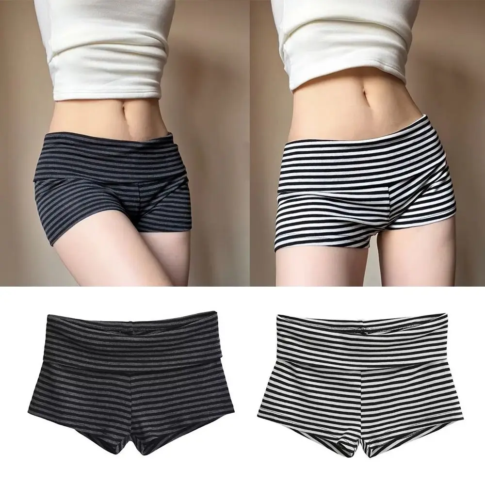Korean Style Low Waist Striped Shorts High Elasticity Striped Pattern Short Shorts Comfortable Hot Pants Summer
