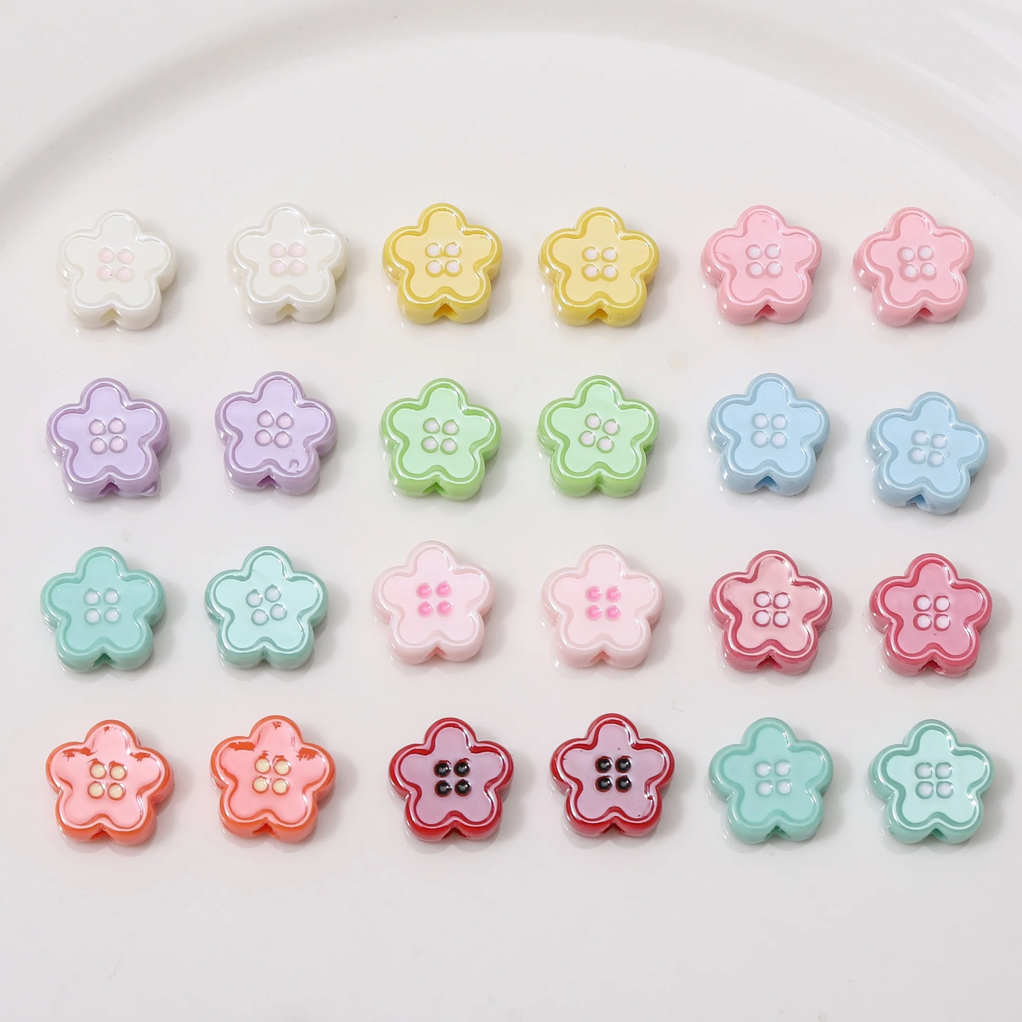 2-5Pcs Colorful Flower Acrylic Button Beads Loose Charms DIY Jewelry Making Bracelet Necklace Earring Keychain Accessories