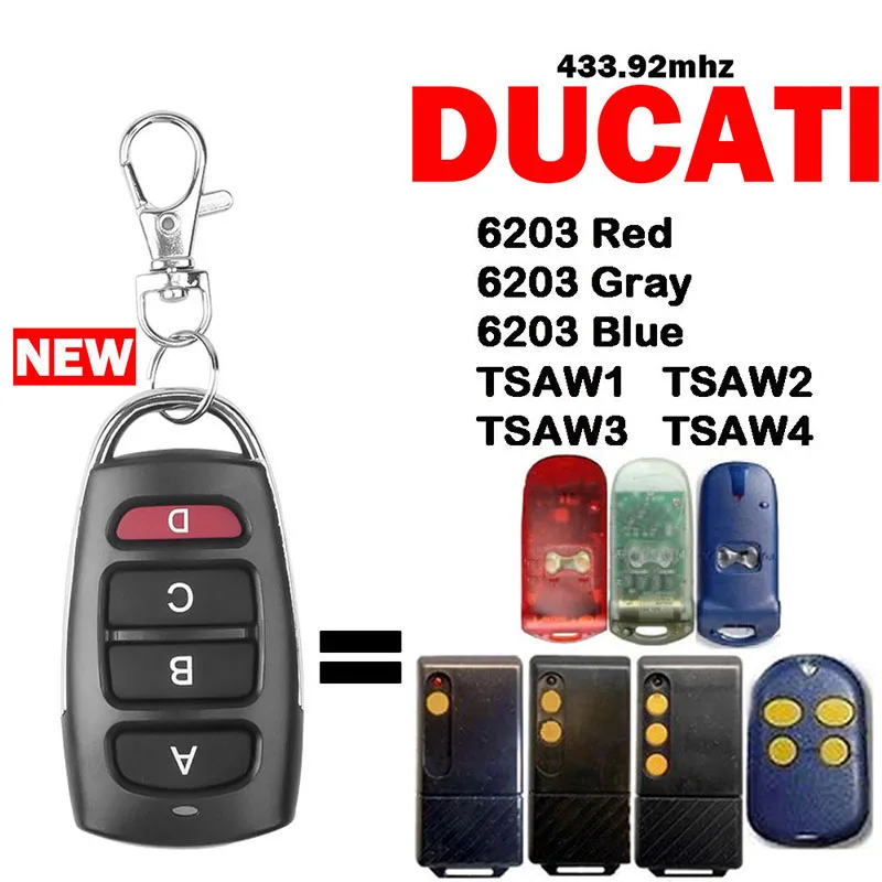 For DUCATI 6203 Red Gray Blue TSAW1 TSAW2 TSAW3 TSAW4 Garage Door Opener Duplicator Garage Remote 433MHz Fixed Code Transmitter