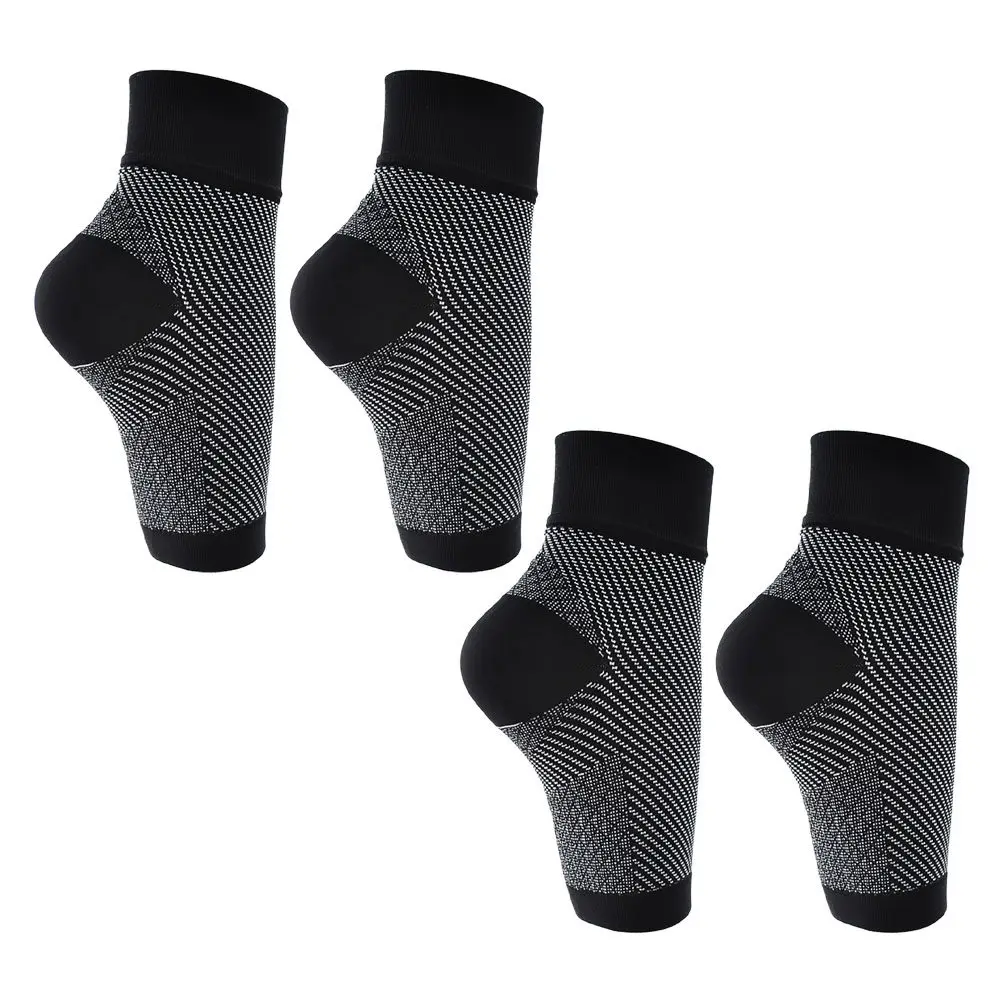 

2 пары компрессионных носков для поддержки голеностопа при плантарном фасциите, без пальцев, дышащие, влагоотводящие, с градуированной компрессией для снятия боли