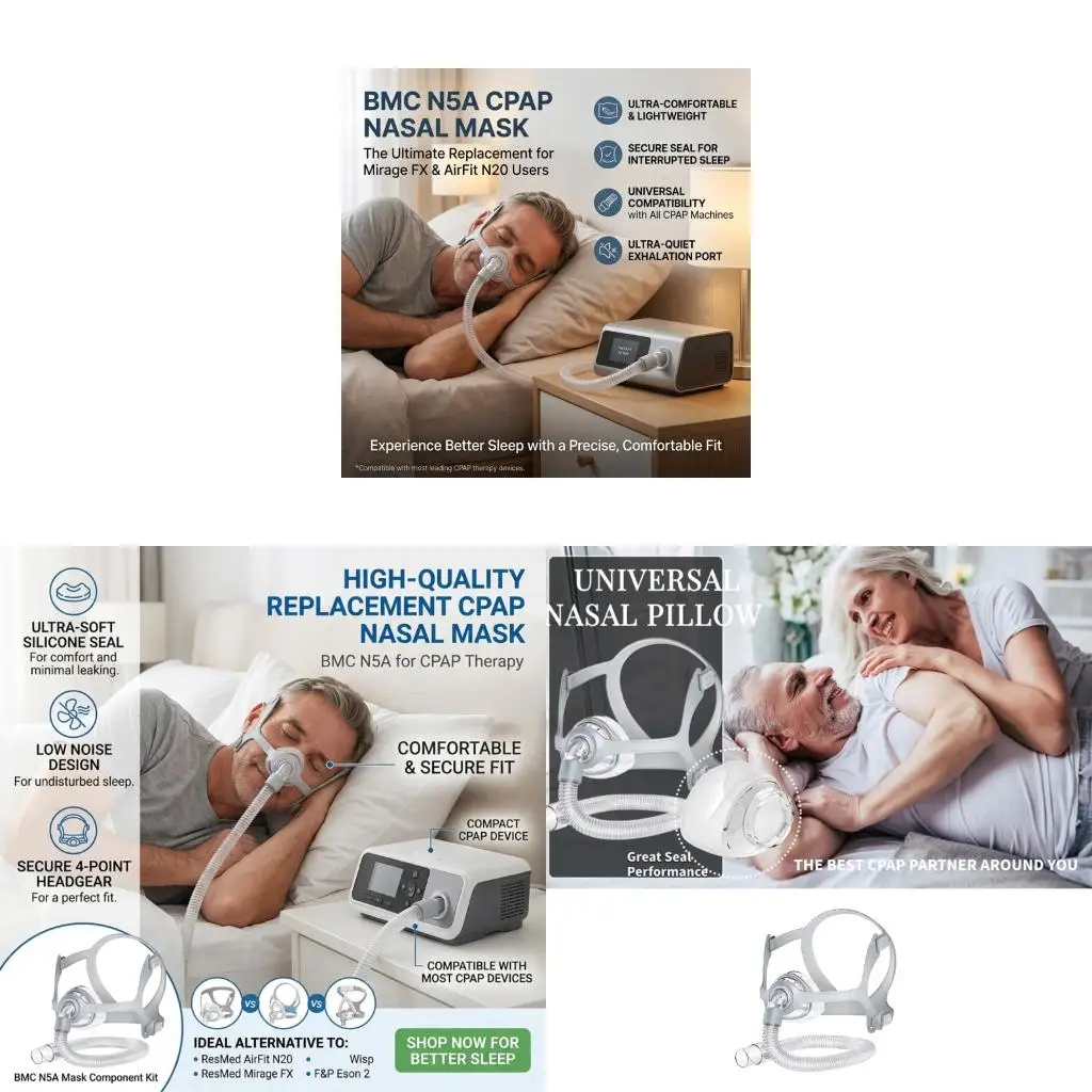 pvc-cpap-nasal-mask-assembly-replacement-m-size-mask-with-headgear-frame-side-clips-fit-on-n20-n5a-for-daily-wear-and-routine