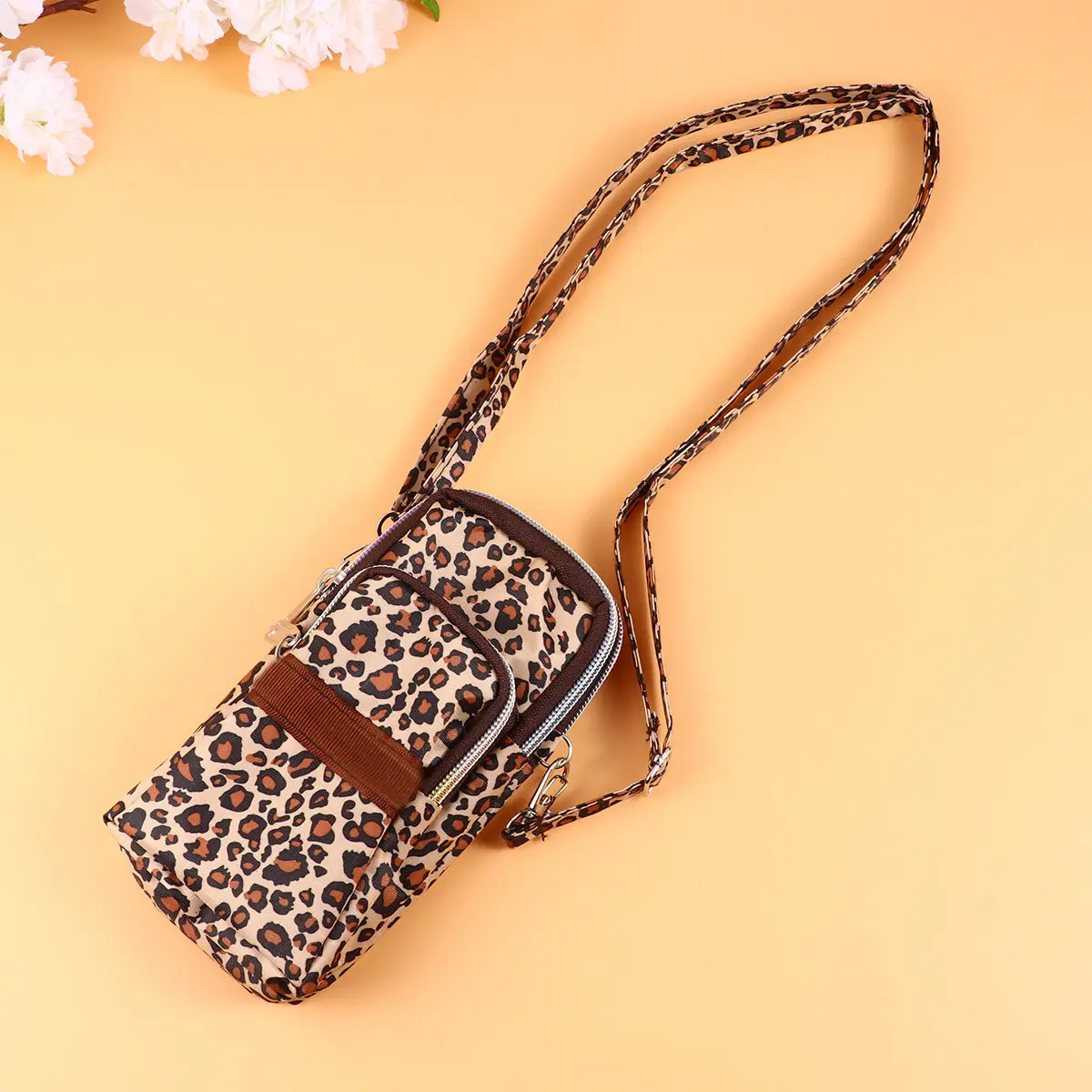 Leopard Printing Handbag Multifunctional Lightweight Crossbody Pouch Travel Phone Bag Portable Running Arm Bag Large Capacity
