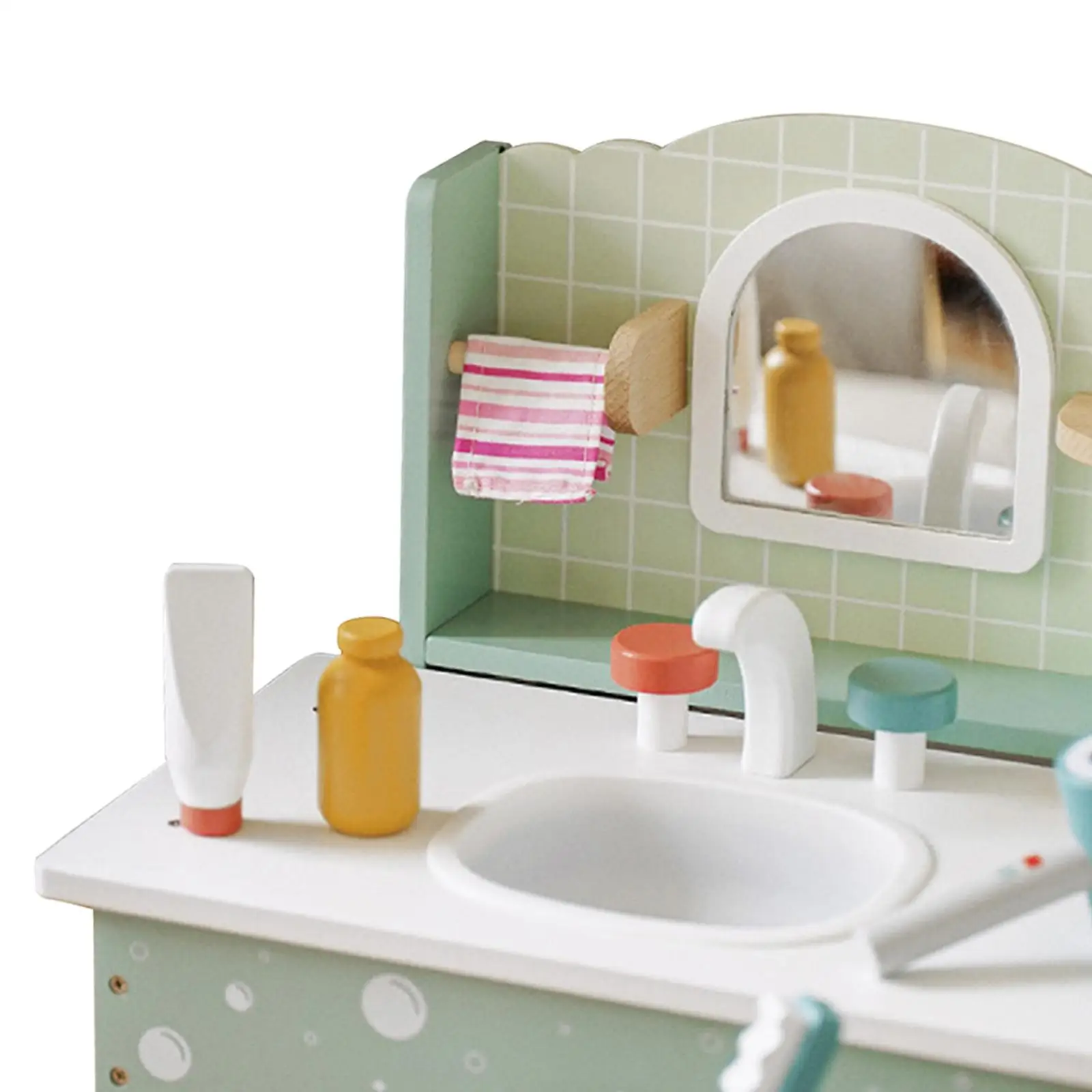 Giocattolo da trucco per bambini con comò per lavabo da bagno a specchio