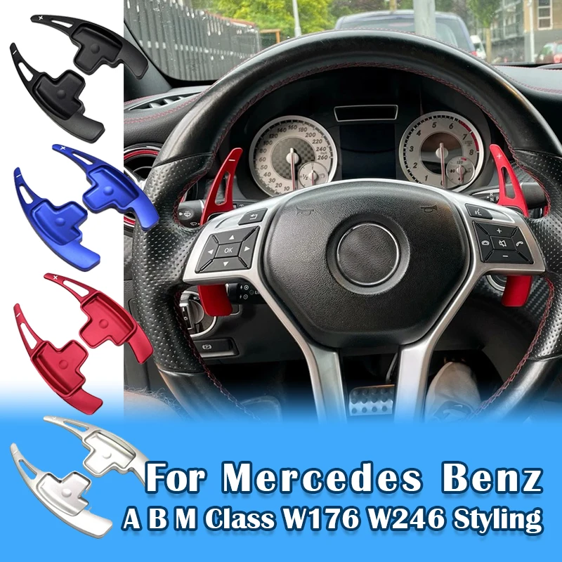 

Car Steering Wheel Paddle Shifters Aluminum Shift Paddle Blade For Mercedes Benz A B M Class W176 W246 GLK SLK CLA GLA Styling