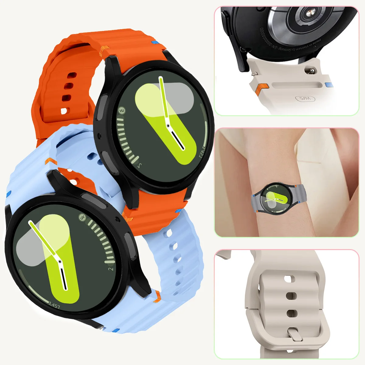 No Gaps Silicone band+PC Case For Samsung Galaxy Watch 7 Ultra 44mm 40mm Original Sports Bracelet For Galaxy Watch 7 Protective