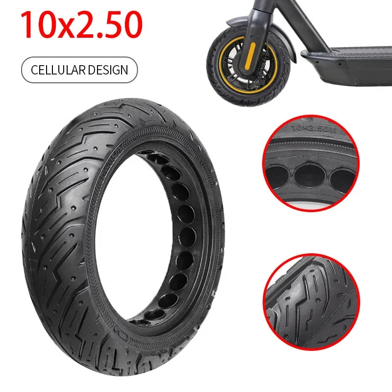 

10X2.5 Solid Tire for Ninebot Max G30 G30L G30D Electric Scooter Explosion-Proof Hollow Honeycomb Tyre 60/75-6.5 Tubeless Tires