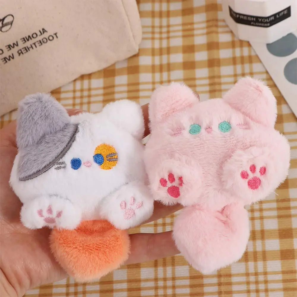 Porte-clés en peluche chat café, broche en peluche douce, chat mignon, poupée de dessin animé, Animal moelleux, porte-clés pour enfants filles