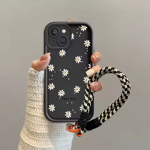 Luxury Flower Lanyard Casing For Samsung Galaxy S25 FE S24 S23 S22 S21 S20 S25 Ultra Plus FE 5G Case Cover Soft Luxury TPU