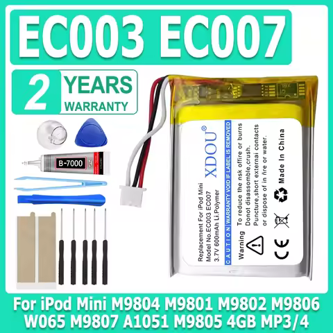 New EC003 EC007 Battery For iPod Mini M9804 M9801 M9802 M9806 W065 M9807 A1051 M9805 4GB MP3/4 1st 2nd Gen + Free Tools