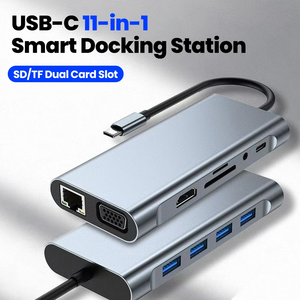 11 in 1 USB C Multiport Hub Adapter Kompatibel 4K HDMI Rj45 SD/TF Konverter Docking Station Splitter für PC Laptop Zubehör