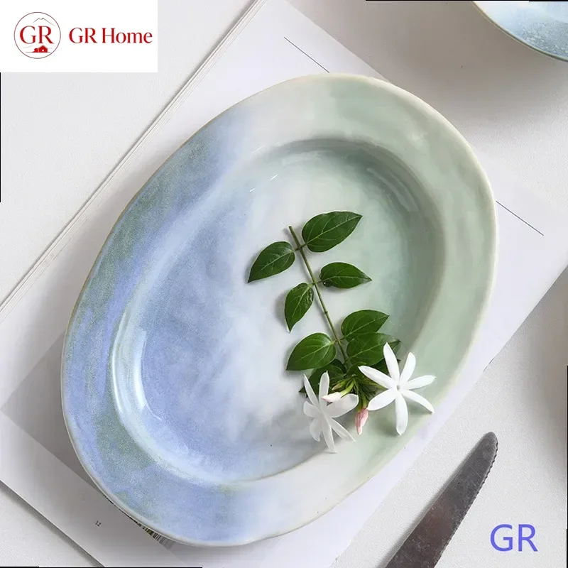 Creative Hawaiian Glazed Ceramic Bowl Plate Set Glossy Matte Dinnerware