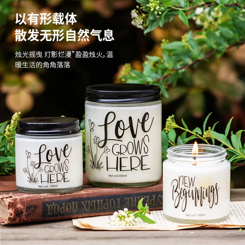 English Letter Cups Wax Jars Wax Scented Candles, Home Decoration Light Fragrance Scented Ornaments, Smokeless Soy Wax