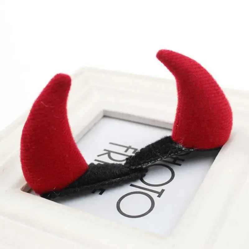 Red Devil Horn Hair Clips Kids Children Headwear pins For Women Girls Party   Halloween Christmas