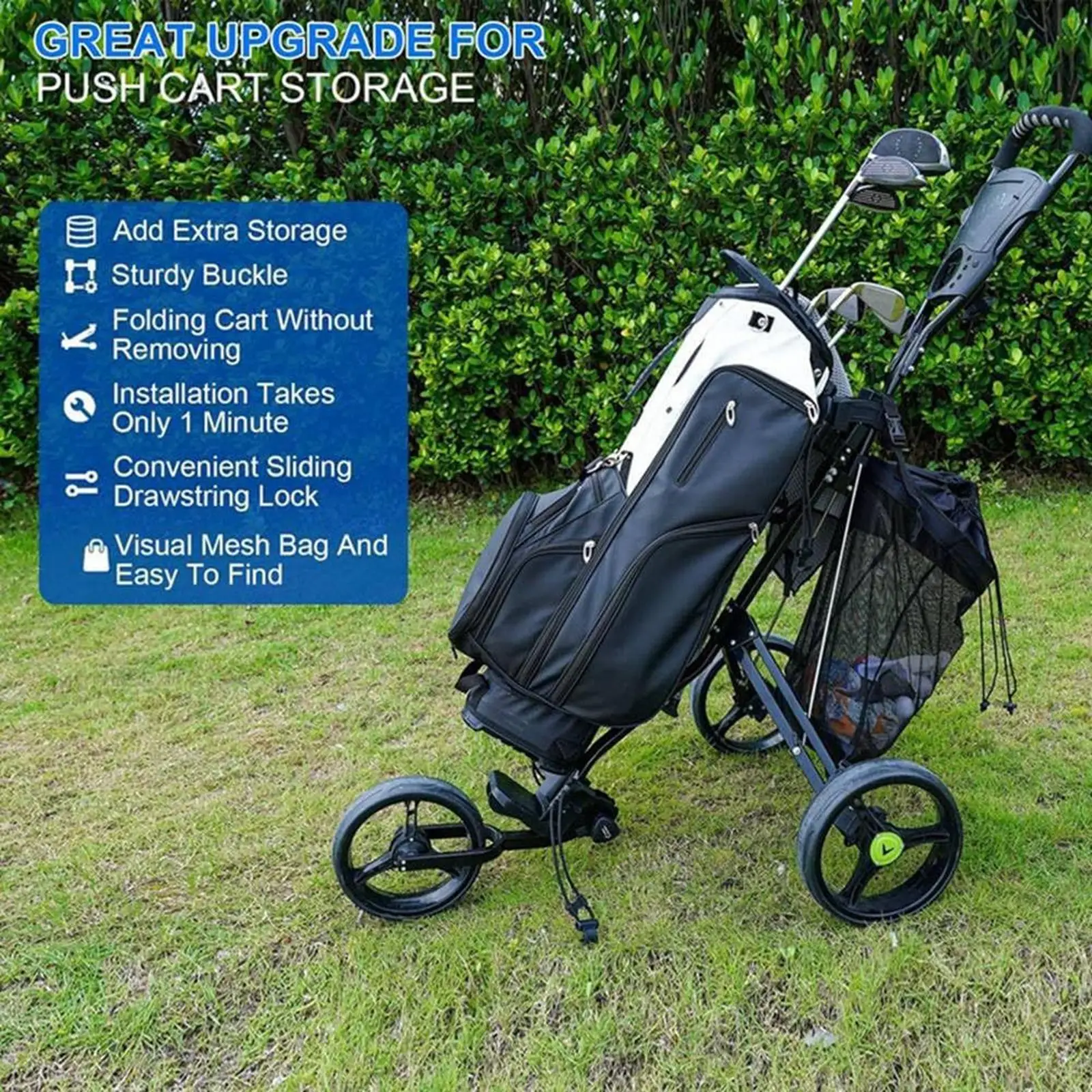 Sports Equipment Cart - Golf Cart Backside Mesh Organizer Bag