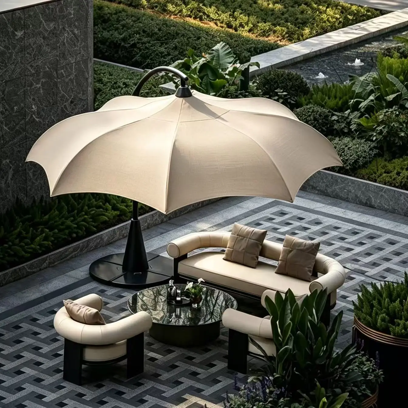 Factory Price Wholesale Luxury Sun Umbrella For Big Size Garden Solar Parasol With Customizable Bases