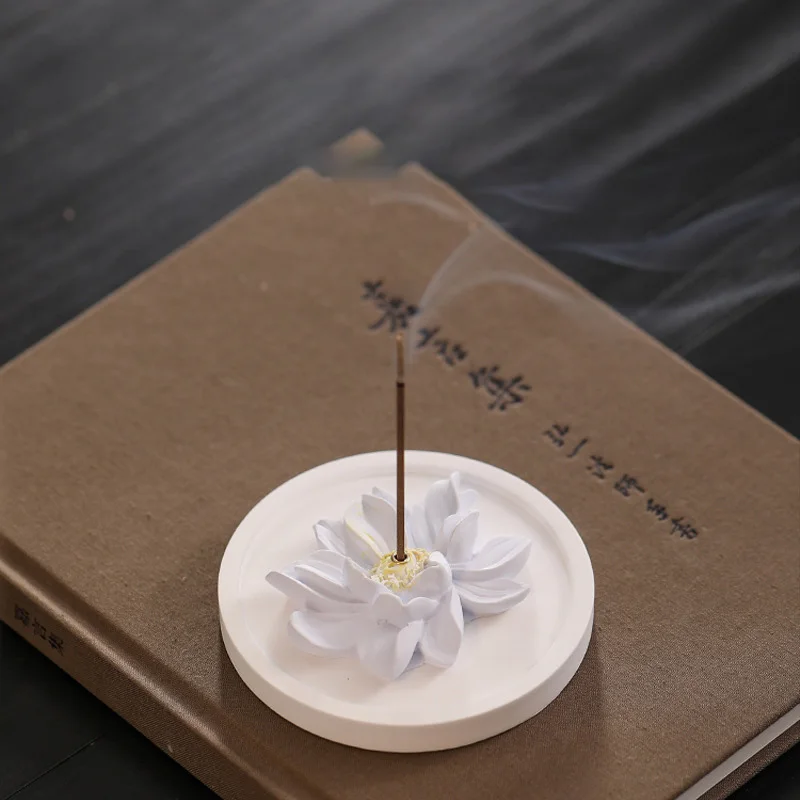 Lotus Plaster Incense Holder Sandalwood Agarwood Incense Base Hand-Cast Censer Home Decor Fragrance Ornament