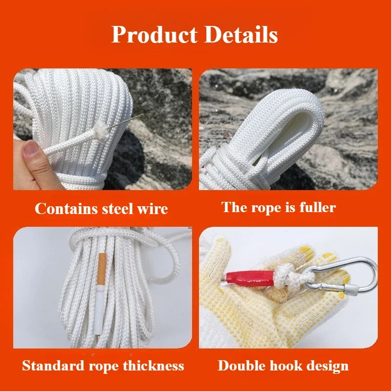 Corda di sicurezza con doppia fibbia Corda di fuga di emergenza Corda da arrampicata resistente all'usura da campeggio esterna Accessori di protezione di sicurezza
