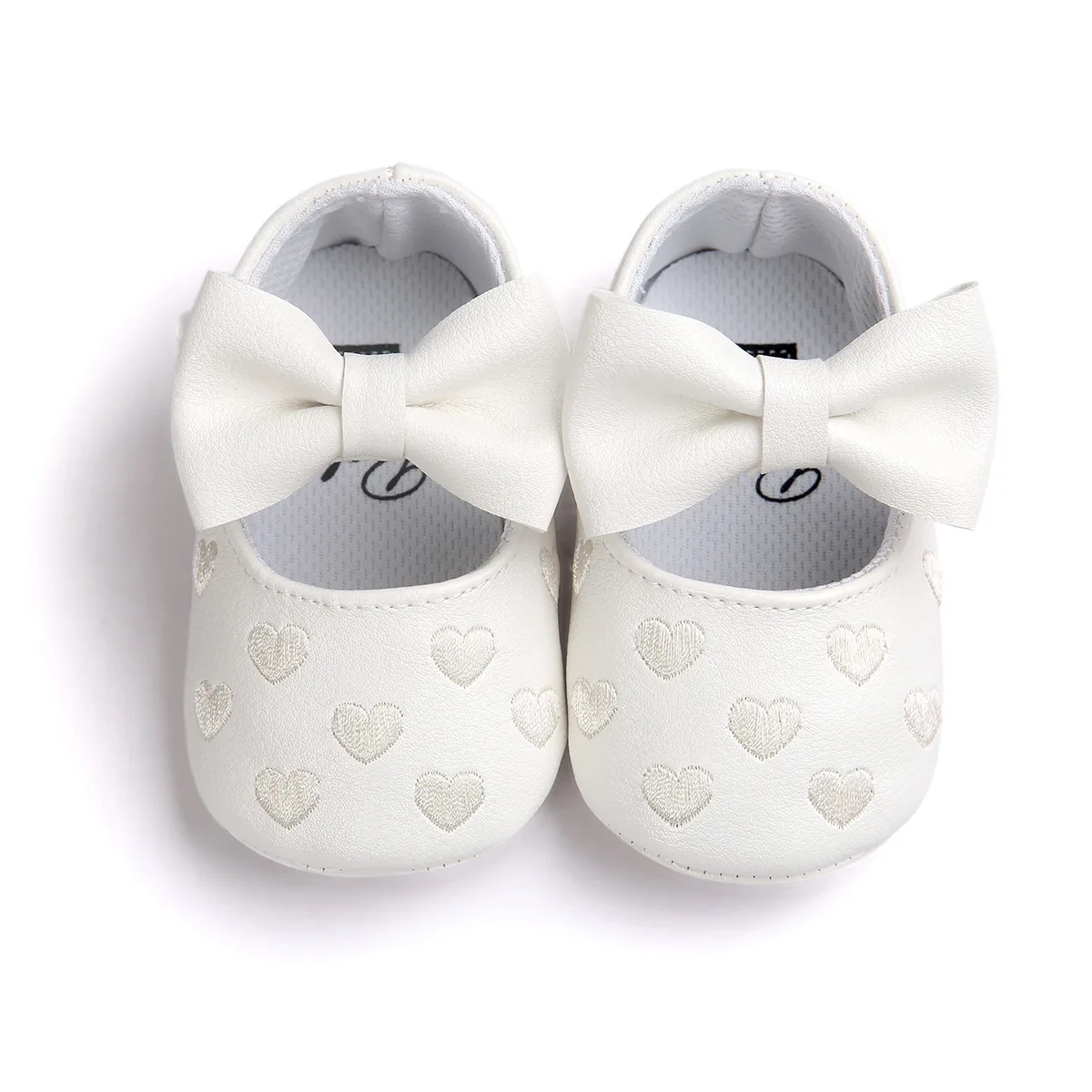 Meckior Baby Shoes Classic Dress Cute Bow-knot Heart Anti-slip Soft Sole First Walkers Infant Baby Girls Toddler Shoes 0-18m