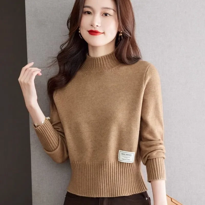 

Half Turtleneck Knitted Autumn Winter New Thickened Top High Waist Knitted Sweater Base Layer