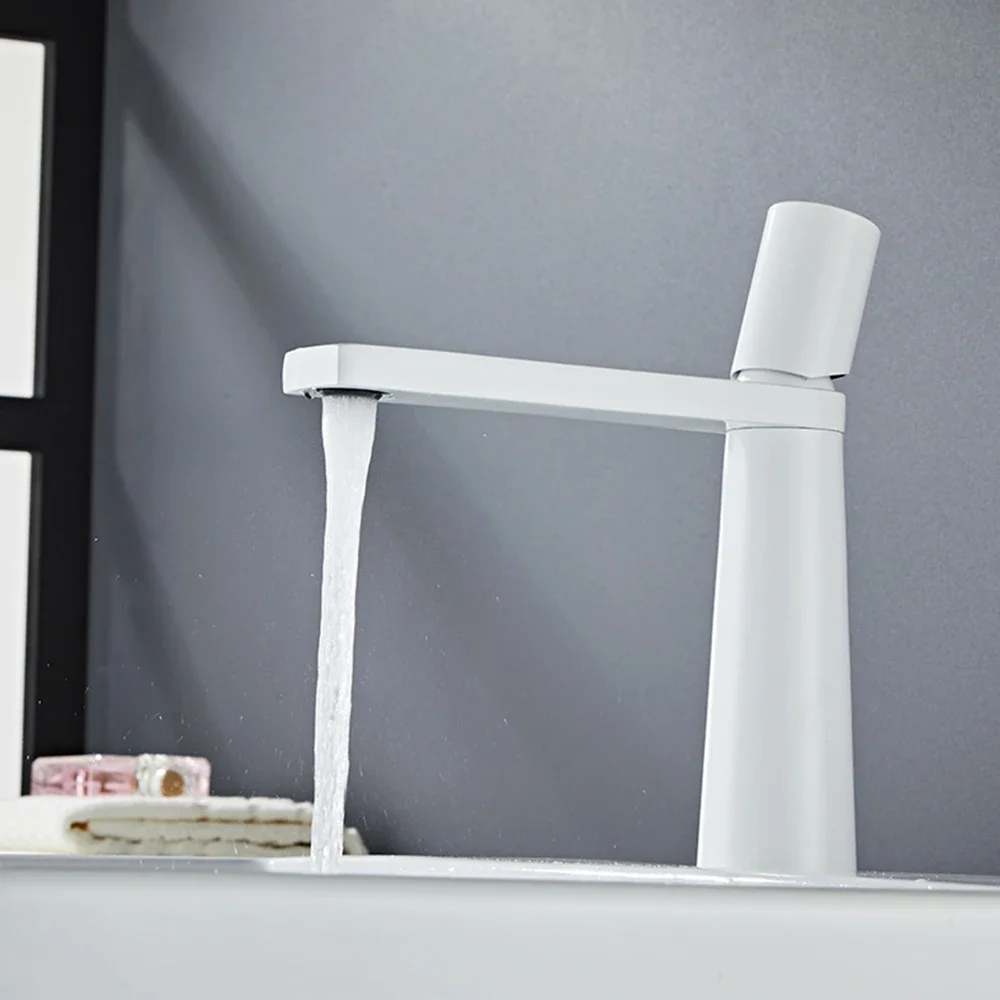 

Bathroom Basin Faucets White/Black/Gray/Gold High/Short Faucets All Copper Cold & Hot Water Mixer Taps Bathroom Accessories