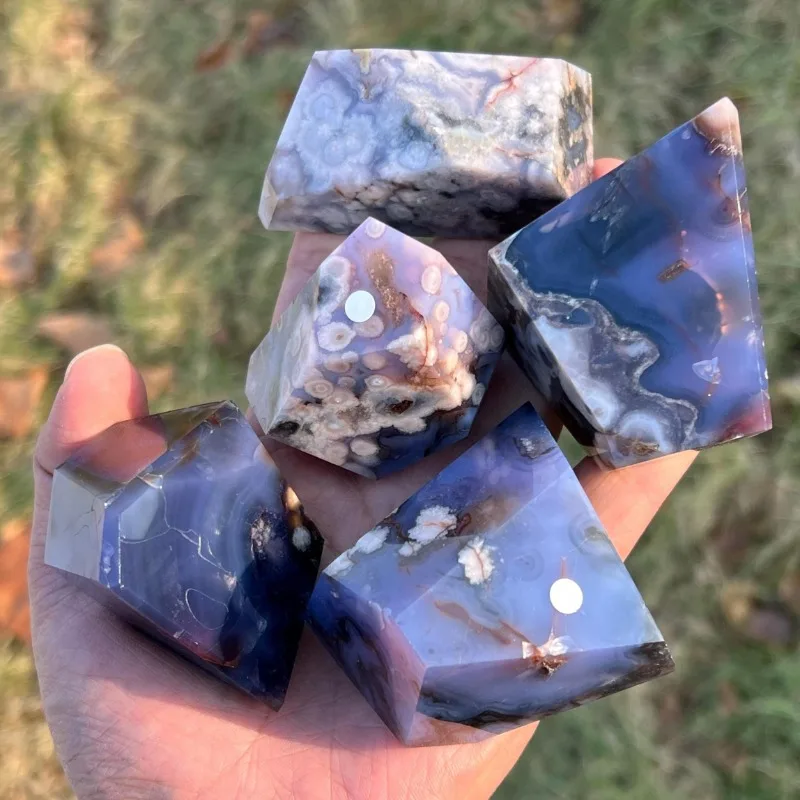 1pc Natural Blue Flower Agate FreeForm, Unique Cherry Blossom Agate Stone with Beautiful Patterns, Perfect Gifts for Holiday