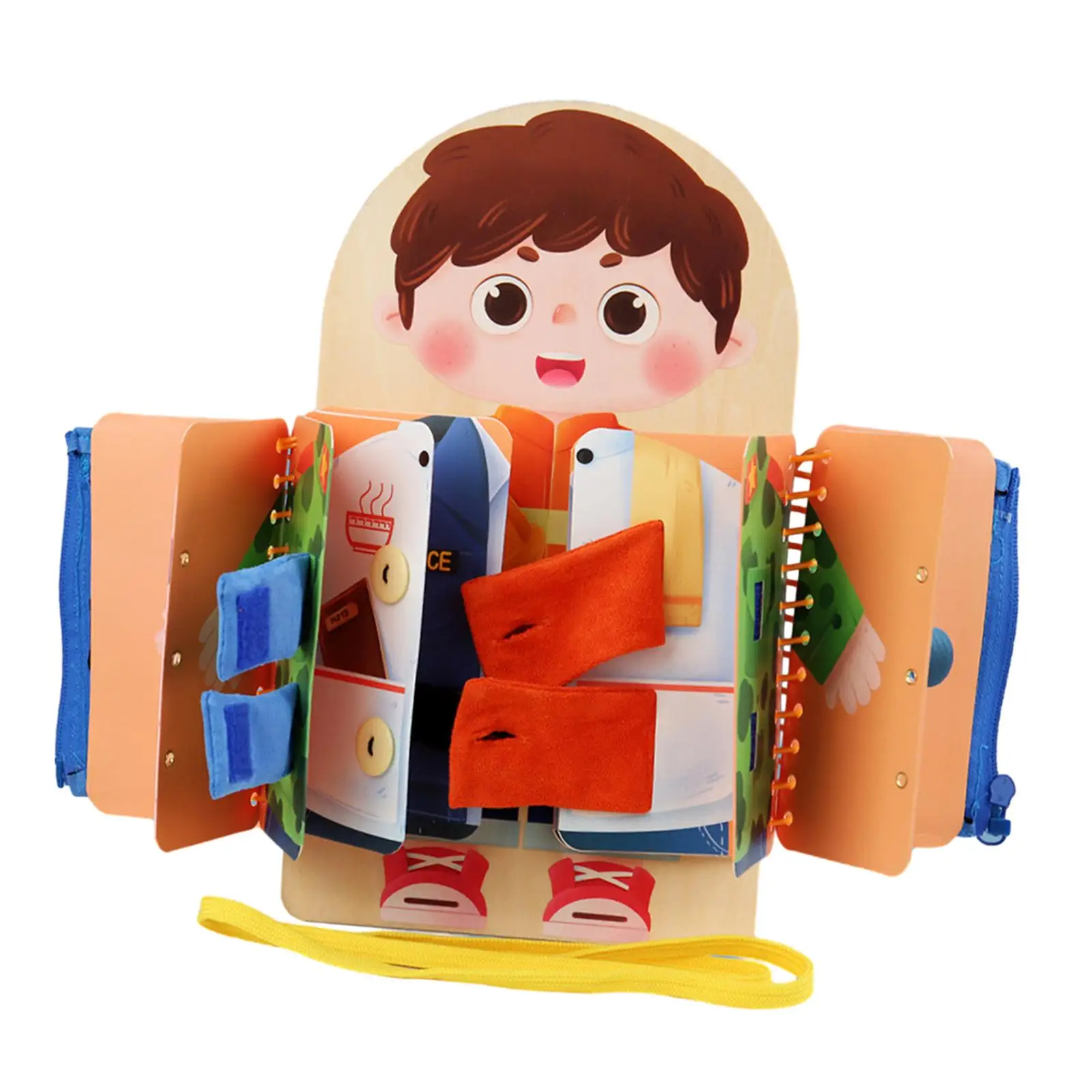 Toddler Busy Board Montessori Toy Wooden Fabric Activity Board for Learning Dressing Skills Basic Life Skills Educational Gift