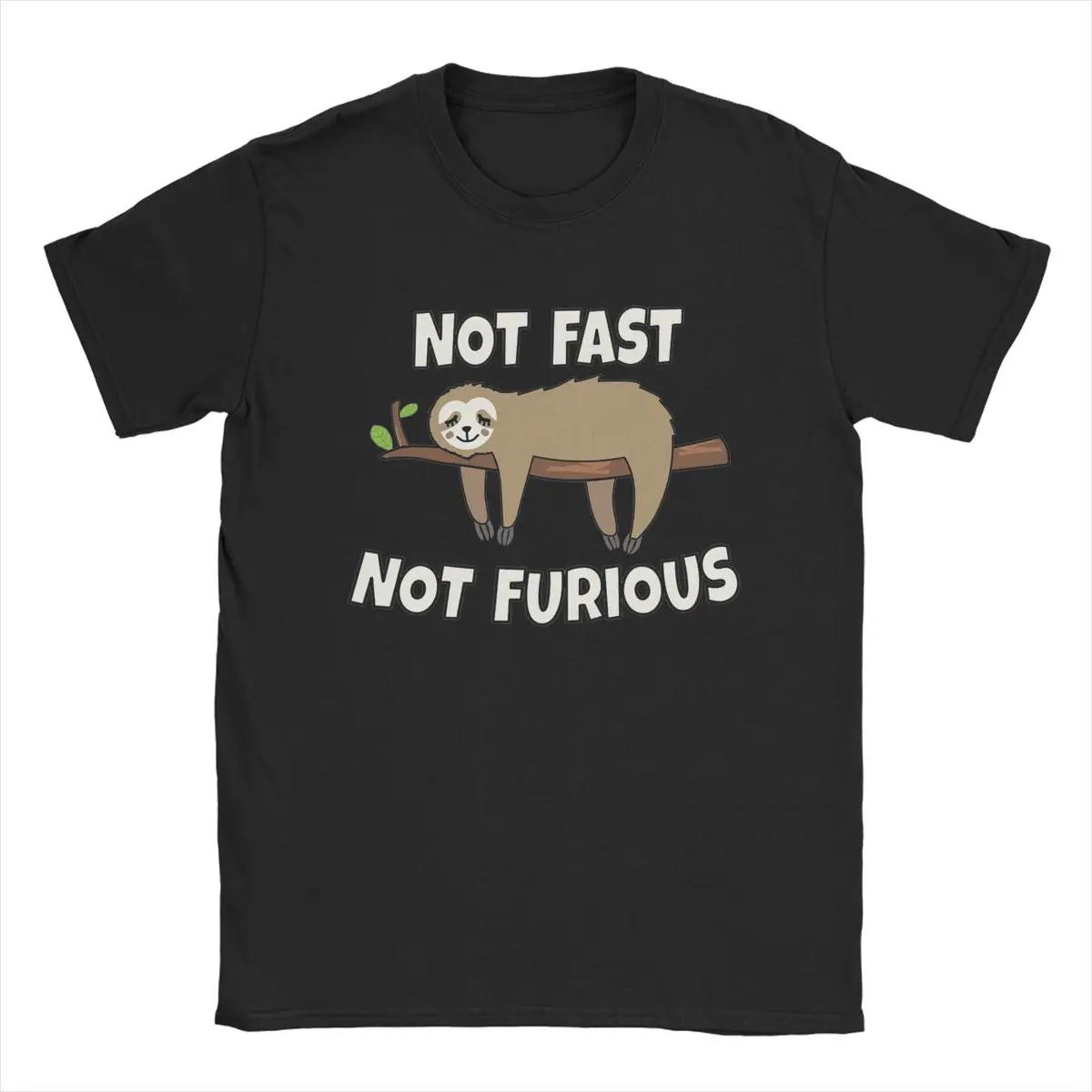 Men's T-Shirt Sloth Not Fast Not Furious Casual Cotton Tees Short Sleeve T Shirt Round Collar Clothes 4XL 5XL 6XL