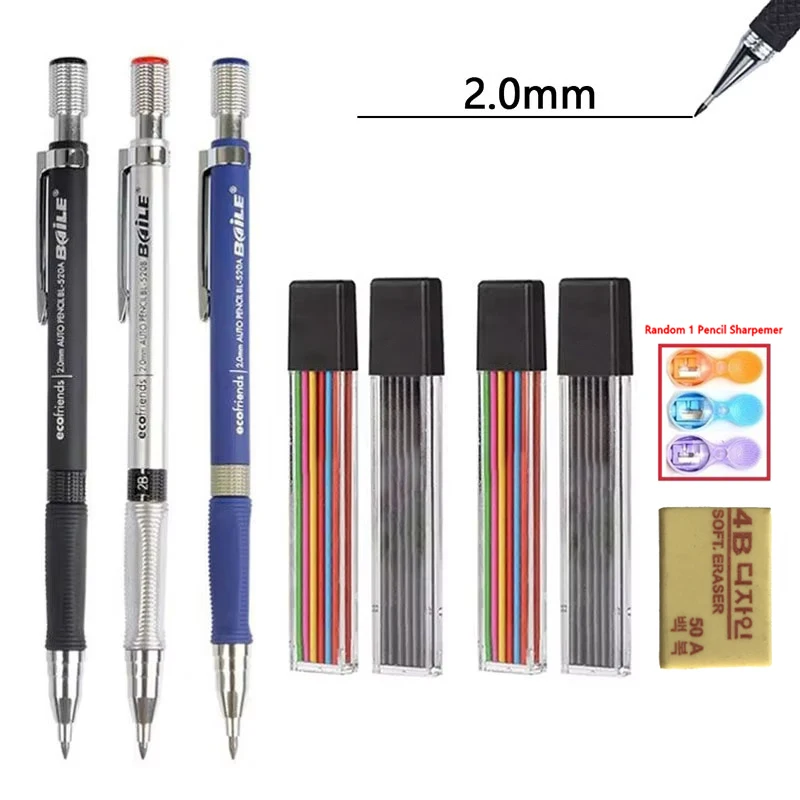 

2.0mm Mechanical Pencil Black / Color Lead Refill 2B Sketching Pencil Art Sketch Painting Writing For School & Office Stationery