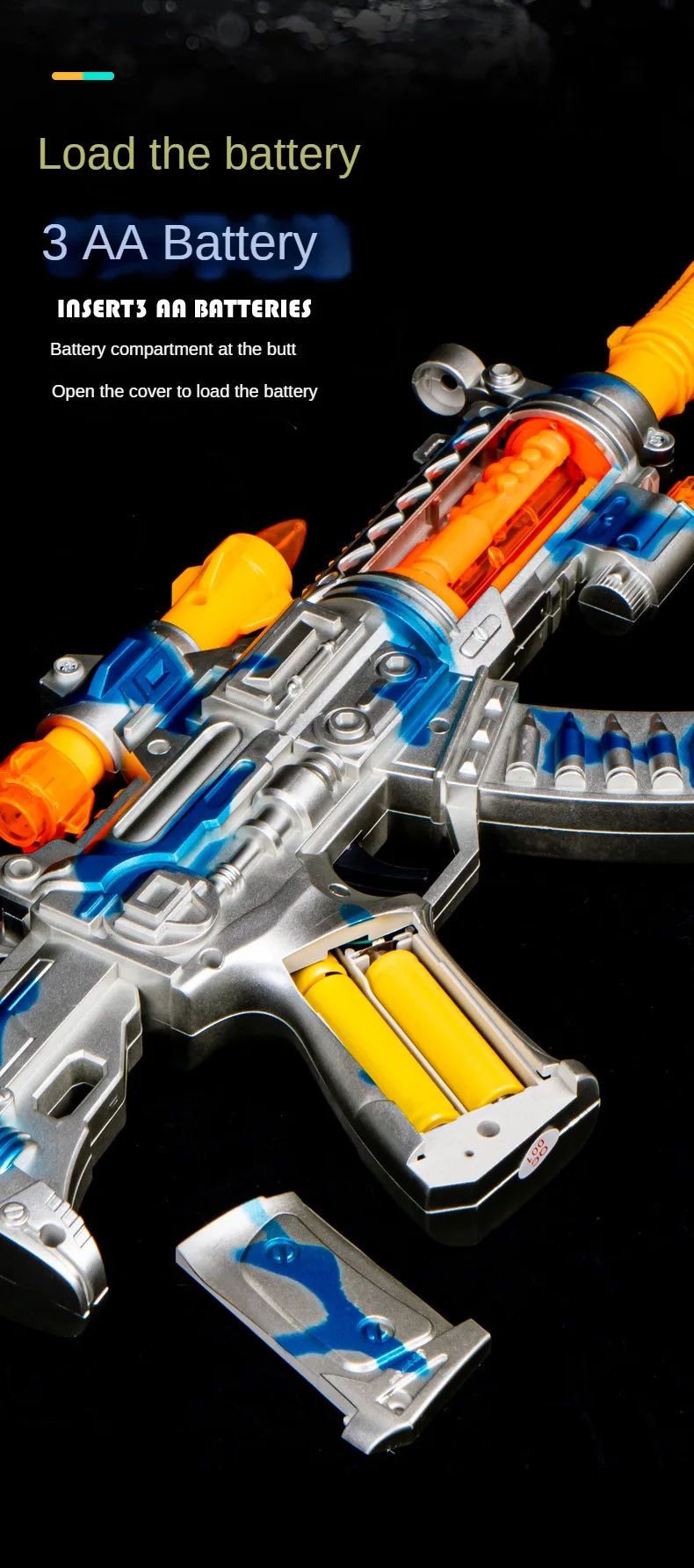 Elektrische Spielzeugpistole für Kinder, realistische Maschinen-Maschinenpistole, Modell wie echte Waffen mit Sound-Lichteffekten, nicht frende Kindergeschenke – Detail 6