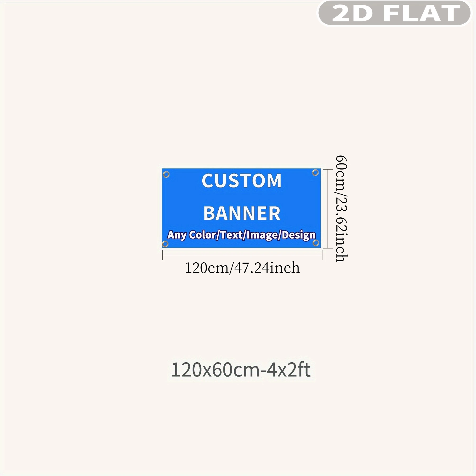 1 Stück 2D FLACHES Individuelles Polyester-Banner für Innen- & Außendekoration - mit 4 Metallösen, Viele Größen, Perfekt für Heimdekoration