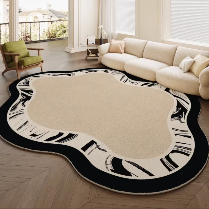 Soft and Comfortable Area Rug with Piano - key Border. Irregular Outline. Great for Living Spaces