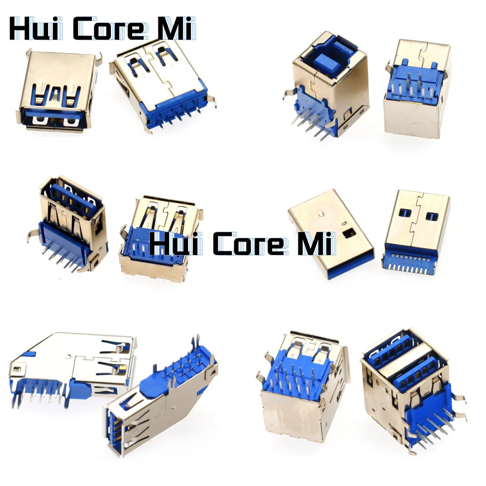 USB-B Vrouwelijke Socket Vierkante Mond Gebogen Voet Usb3.0 B-Type Connector Transmissie Printer Interface Bf90 Graden Plug-In Board