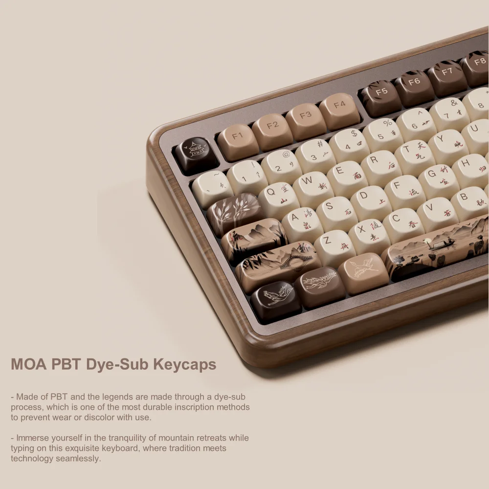 Akko MU02 75 % Mountain Seclusion mechanische Gaming-Tastatur aus Holz VIA ISO DE/UK RGB Hot Swap BT5.0/2.4G Wireless &Typ-C verkabelt