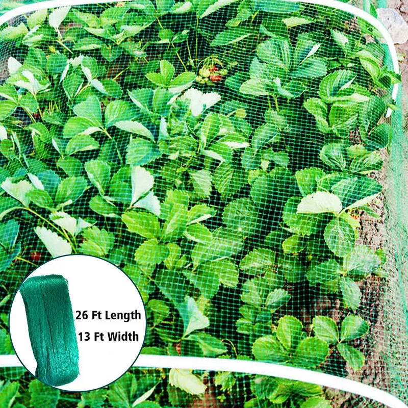 Garden Bird Netting, 13 X 26 Ft Reusable Nylon Garden Netting- Fruit Tree Netting Protect Plants And 50 Pcs Plant Ties